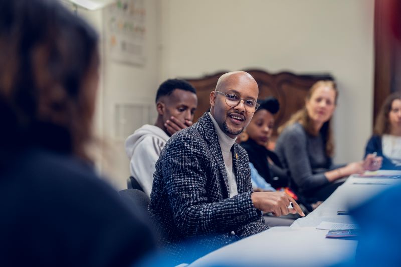 Lors de la discussion avec des résident-es du centre d'hébergement de Presinge