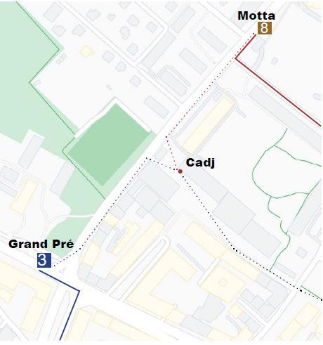 plan d'accès du Cadj - arrêts de bus